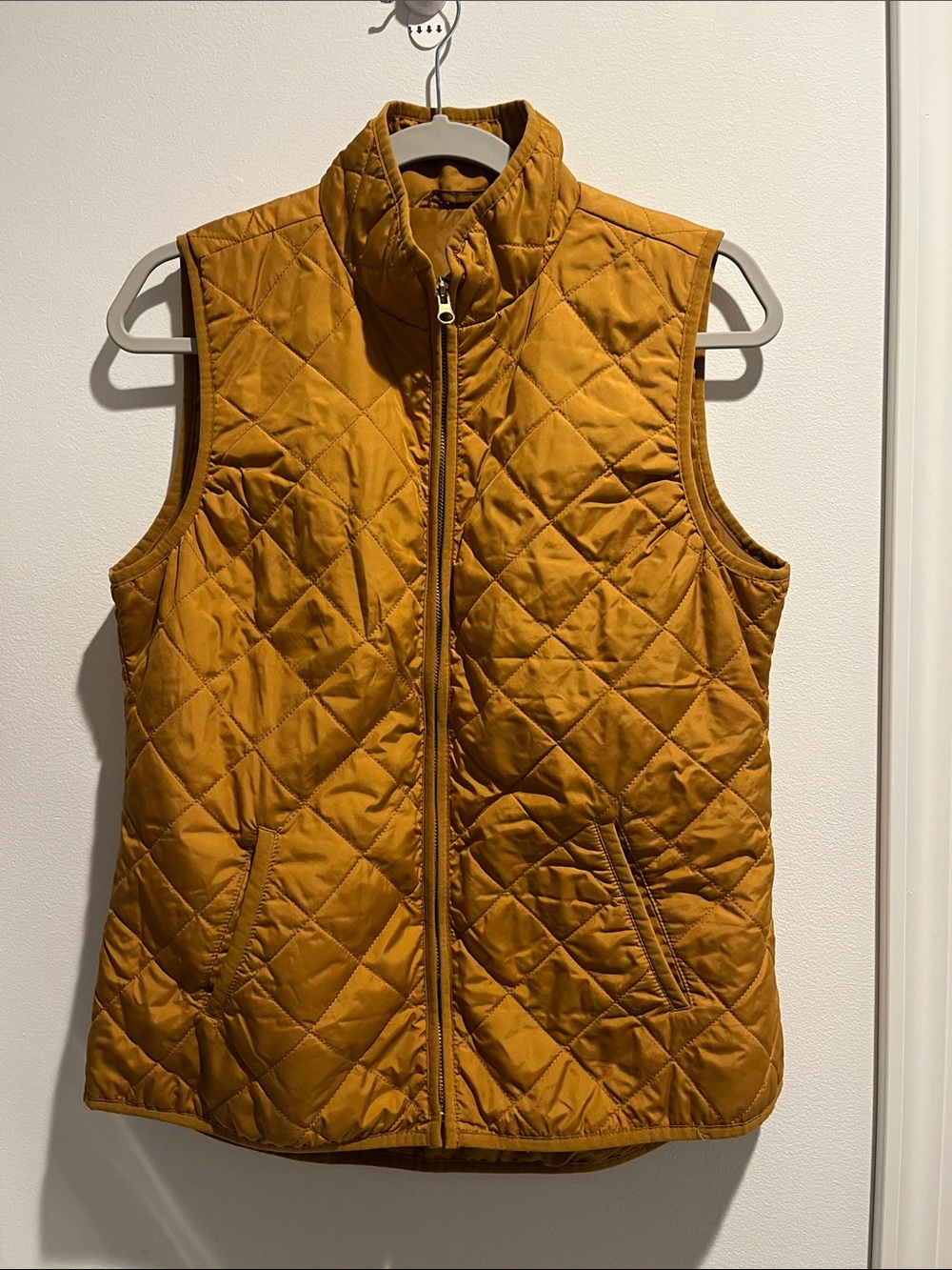 Quilted Mustard Puffer Vest - Sleeveless Zip Front